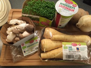 Pastinaken Kräuterseitlinge Erdäpfel