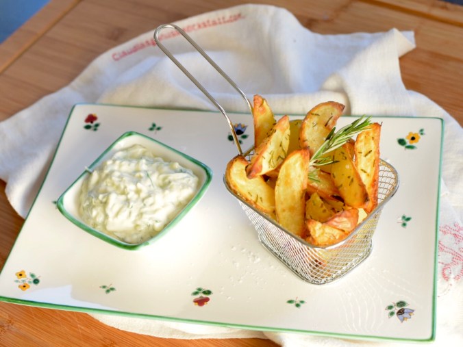 Tsatsiki, Zazaki, Erdäpfelwedges, Wedges, Kartoffelwedges, Ofenkartoffel, Ofenerdäpfel