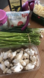 Pasta Spargel Pilze Kräuterseitlinge Zutaten Bio