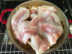 Caesar Salad - Huhn mit Speck belegen