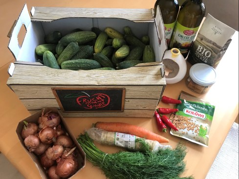 Gewürzgurken-Essiggurken-Zutaten
